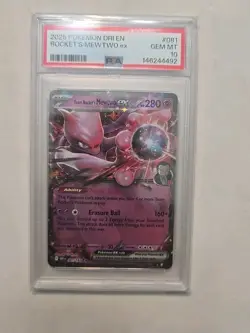2025 Pokemon Destined Rivals Team Rocket's Mewtwo ex #081/182 PSA 10 - Image 1