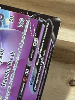 Pokemon TCG Card SWSH223 Mewtwo V Pokemon Go Black Star Promo Creased Corner - Image 2