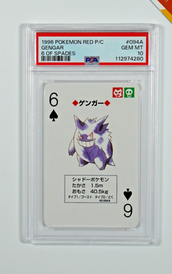 Pokemon PSA 10 Gengar #094A 6 of Spades Red Playing Card Poker 1996 Japanese - Image 1