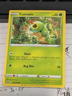 Pokemon TCG Caterpie Fusion Strike 001/264 With Square Top Corners Error - Image 1