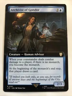 MTG Commander: LOTR Archivist of Gondor Extended Art 0101 NM Rare - Image 1