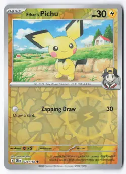 Ethan's Pichu 071/182 Destined Rivals Pokemon Common Reverse Holo NM - Image 1