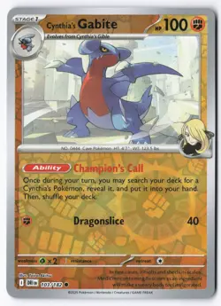 Cynthia's Gabite 103/182 Destined Rivals Pokemon Common Reverse Holo NM - Image 1
