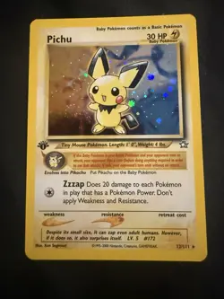 Pokemon TCG Trading Card Pichu 12/111 - 1st Edition - Neo Genesis Holo Rare - Image 1