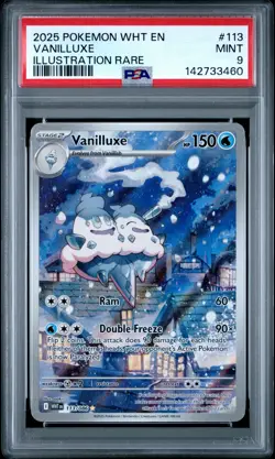 2025 POKEMON WHT EN-WHITE FLARE ILLUSTRATION RARE #113 VANILLUXE PSA 9 - Image 1