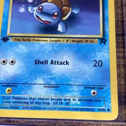 Pokemon Squirtle Card Shell Attack 50 HP Rare 1st Edition LP 1999-2000 - Image 4