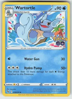 Pokemon Wartortle 016/078 Pokemon GO Uncommon NM - Image 1