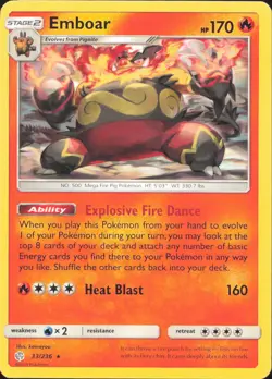 Emboar 33/236 Rare Cosmic Eclipse Pokemon Near Mint - Image 1