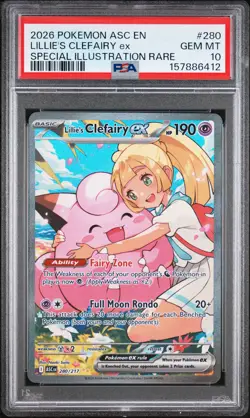 2026 POKEMON ASC EN-ASCENDED HEROES #280 LILLIE'S CLEFAIRY EX PSA 10 - Image 1