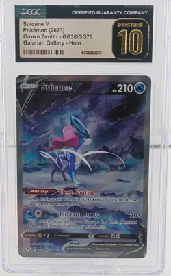 2023 POKEMON SWORD & SHIELD CROWN ZENITH #GG38 SUICUNE V CGC PRISTINE 10 - Image 1