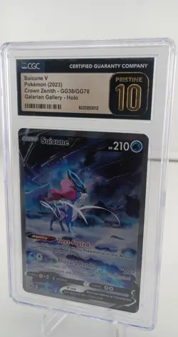 2023 POKEMON SWORD & SHIELD CROWN ZENITH #GG38 SUICUNE V CGC PRISTINE 10 - Image 3