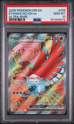Pokemon Destined Rivals Ethan's Ho-Oh ex 209 PSA 10 - Image 1