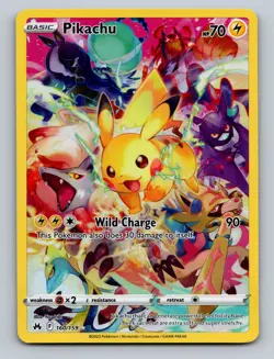 Pokemon TCG Pikachu (Secret) Holo Secret Rare SWSH: Crown Zenith 160/159 - Image 1