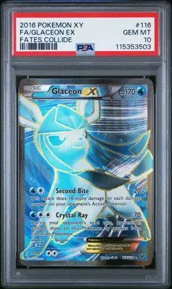 2016 POKEMON FATES COLLIDE GLACEON EX #116 FULL ART PSA 10 GEM MINT #115353503 - Image 1
