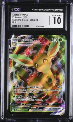 CGC GEM MINT 10 Leafeon VMAX 2021 Evolving Skies #008/203 Holo Pokemon - Image 1