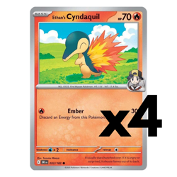 4x Ethan's Cyndaquil - 032/182 - SV10: Destined Rivals Pokemon Playset x4 - Image 1