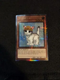 Yugioh - Rescue Cat Quarter Century Secret Rare RA02-EN001, Near Mint, 1st Ed - Image 1