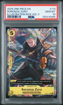Roronoa Zoro (Illustration Box Vol.3) OP07-113 One Piece Promotion Cards PSA 10 - Image 1