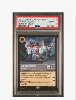 2023 DISNEY LORCANA CARD MICKEY MOUSE MUSKETEER GEN CON PROMO 11/P1 PSA 10 !!! - Image 1