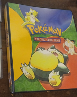 *RARE* Vintage WOTC Pokemon TCG 3 Ring Card Binder - Snorlax, Meowth with cards - Image 1