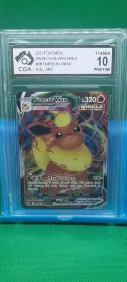 CGA PRISTINE 10 2021 Pokemon Swsh Evolving Skies Full Art / Flareon Vmax 018/203 - Image 1