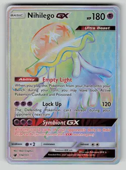 Nihilego GX 114/111 Rare Rainbow Crimson Invasion Pokemon NM - Image 1