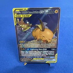 Pokemon Raichu & Alolan Raichu GX 221/236 Unified Minds Ultra Rare Holo 260 NM - Image 1