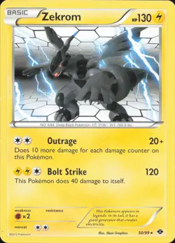 Zekrom 50/99 Rare Next Destinies Pokemon Moderately Played - Image 1