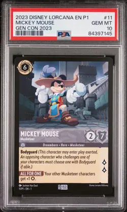 Ravensburger Disney Lorcana Mickey Mouse - Musketeer Gen Con 11/P1 PSA 10 EN - Image 1