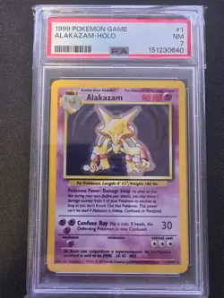 Pokemon TCG 1999 Base Set Alakazam #1/102 EN Holo Rare PSA 7 - Image 1