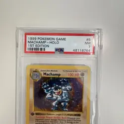 1999 POKEMON GAME 8 MACHAMP-HOLO 1ST EDITION PSA 7 - Image 2