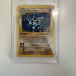 1999 POKEMON GAME 8 MACHAMP-HOLO 1ST EDITION PSA 7 - Image 3