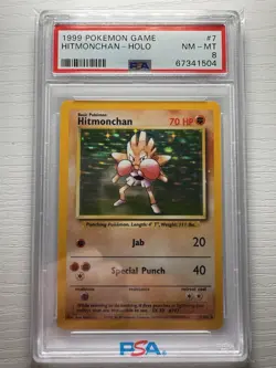 1999 POKEMON GAME 7 HITMONCHAN-HOLO PSA 8 - Image 1