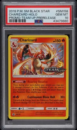 2019 Pokemon Black Star Promo Charizard Holo Team Up Prerelease #SM158 PSA 10 - Image 1
