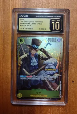One Piece Japanese Sabo Promotional Card P-073 Mini Tin Vol. 1 CGC 10 Pristine - Image 1