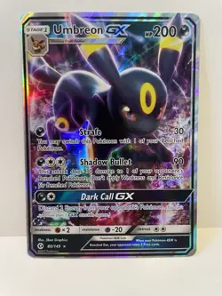 Pokemon TCG Umbreon GX 80/149 SM Base Set Ultra Rare Holo Stage 1 NM - Image 1
