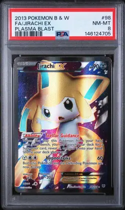 2013 POKEMON BLACK & WHITE PLASMA BLAST #98 FULL ART/JIRACHI EX PSA 8 - Image 1