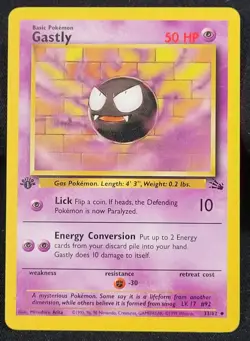 Pokemon Gastly 33/62 1st Edition Uncommon Fossil Set NM - Image 1