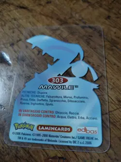 Mawile 303 Pokemon Lamincards Edibas - ITA - EXC - Image 2
