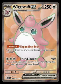 Wigglytuff ex 187/165 Ultra Rare 151 Pokemon Near Mint - Image 1