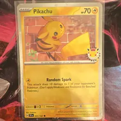 Pikachu 051/162 Pokemon Day Promo cosmo holo Pokemon TCG Card English - Image 1
