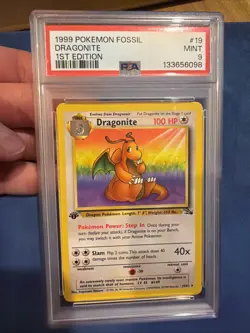 1999 Pokemon Fossil 1st Edition Dragonite 19/62 Non-Holo Card PSA 9 Mint - Image 2