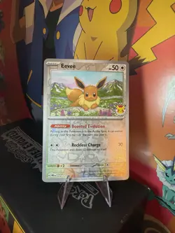 Pokemon Eevee 074/131 Prismatic Evolutions Pokemon Day Reverse Cosmos Holo Promo - Image 1