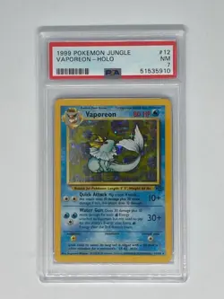 1999 Pokemon Jungle VAPOREON 12/64 Holo Card PSA 7 NM - Image 1