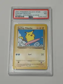 2001 Pokemon Black Star Promo SURFING PIKACHU 28 - Near Mint - PSA 7 - Image 1