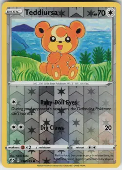 Teddiursa 138/189 Common Darkness Ablaze Pokemon Reverse Holo Near Mint - Image 1