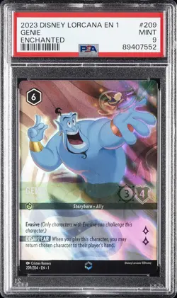 2023 DISNEY LORCANA EN 1-THE FIRST CHAPTER ENCHANTED GENIE - ON THE JOB PSA 9 - Image 1