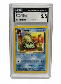 Pokemon TCG Omanyte Fossil Unlimited Common Card 52/62 CGC 8.5 - Image 1