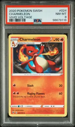 2020 POKEMON SWORD & SHIELD VIVID VOLTAGE #024 CHARMELEON PSA 8 - Image 1