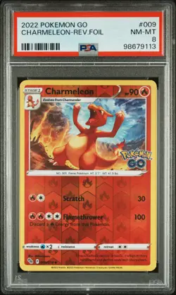 2022 POKEMON GO #009 CHARMELEON-REVERSE FOIL PSA 8 - Image 1